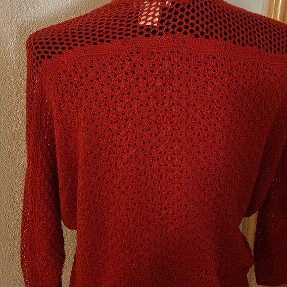 Lucky brand Red knit cardigan with open weave design - Picture 5 of 9